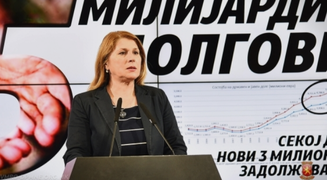 Кузмановска: СДСМ лажеше дека ќе го намали задолжувањето, долгот на државата никогаш не бил поголем