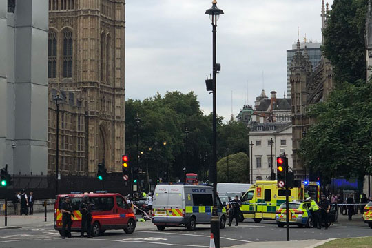 Повредени пешаци, уапсен маж: Автомобил удри во оградата пред британскиот Парламент
