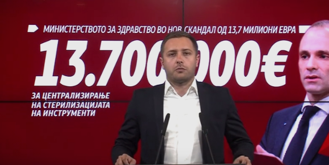 Арсовски: Со тендерот вреден над 13.700.000 евра, Филипче сака да воведе монопол на стерилизацијата во здравството