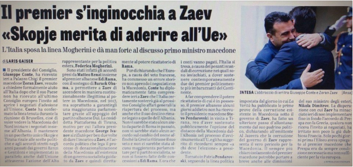 „Ла верита“: Премиерот Конте клекна пред Заев, Италија ќе ја поддржи Македонија, но само во пакет со Албанија