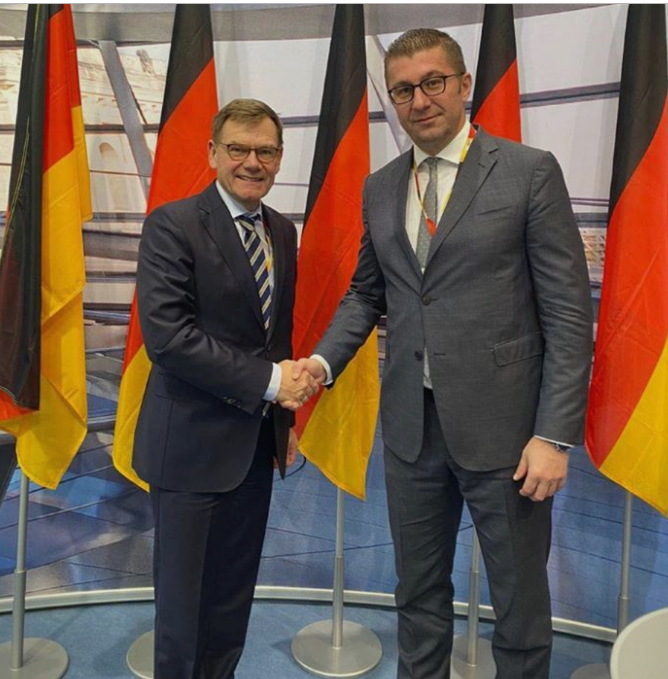 Мицкоски на средба со германскиот пратеник и заменик координатор на парламентарната група на ЦДУ-ЦСУ Јохан Давид Вадефул