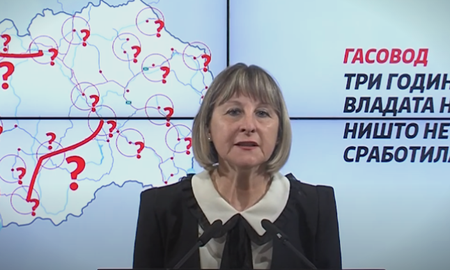Велинова: Владата доцни со изградбата на гасоводите Неготино – Битола и Скопје – Тетово – Гостивар до сега требаше работата да биде завршена